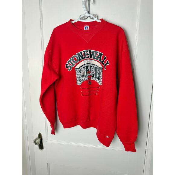 Vintage 80s Stonewall Jackson Crewneck Sweatshirt Red Graphic Unisex XL - Picture 1 of 8